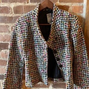 Empereur ou rien Multicolor Tweed Bouclé Blazer with Black, Pink, Yellow & Blue